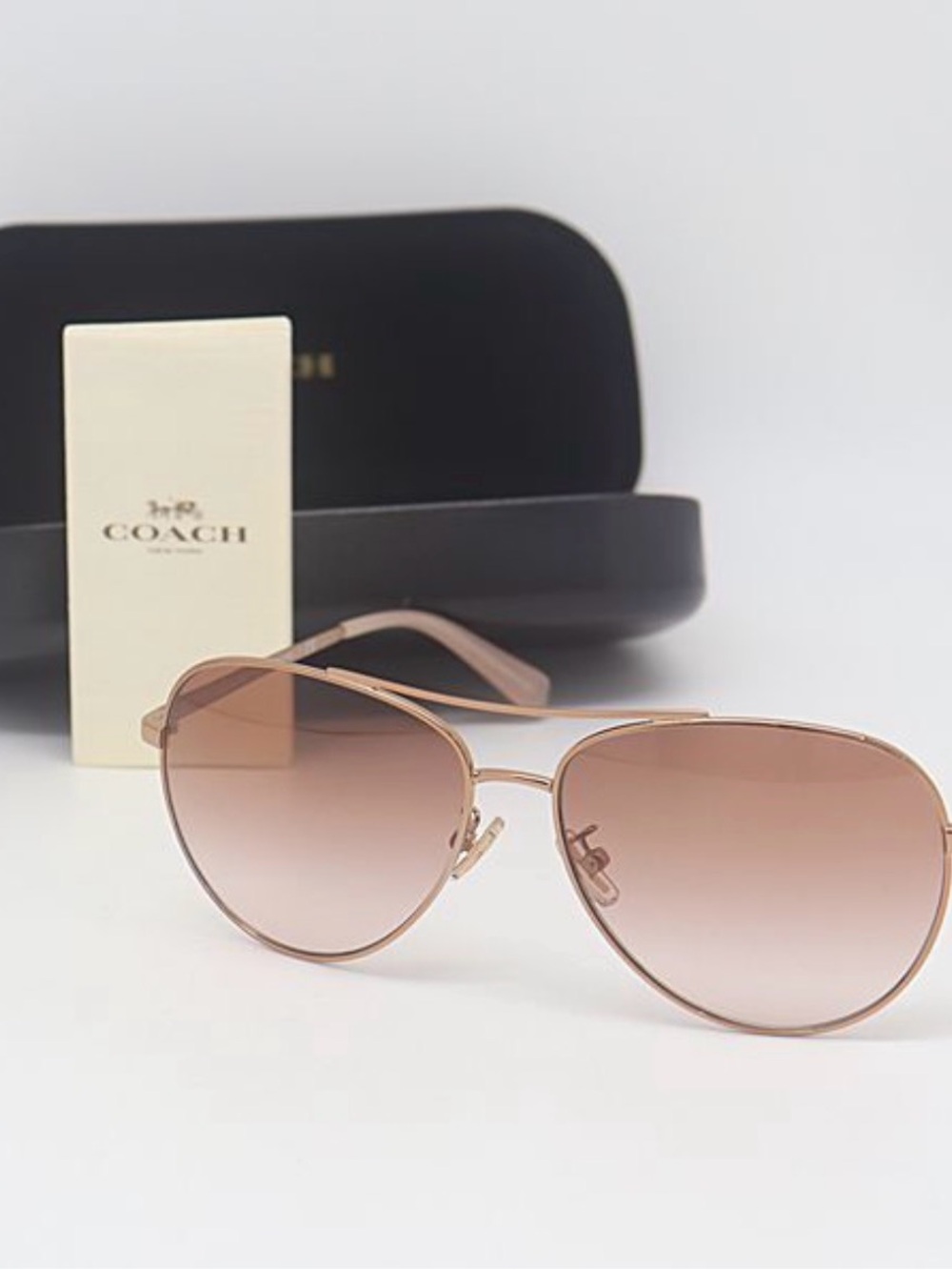 🕶️ Brand New Coach HC7099B Shiny Rose Gold Aviator Sunglasses